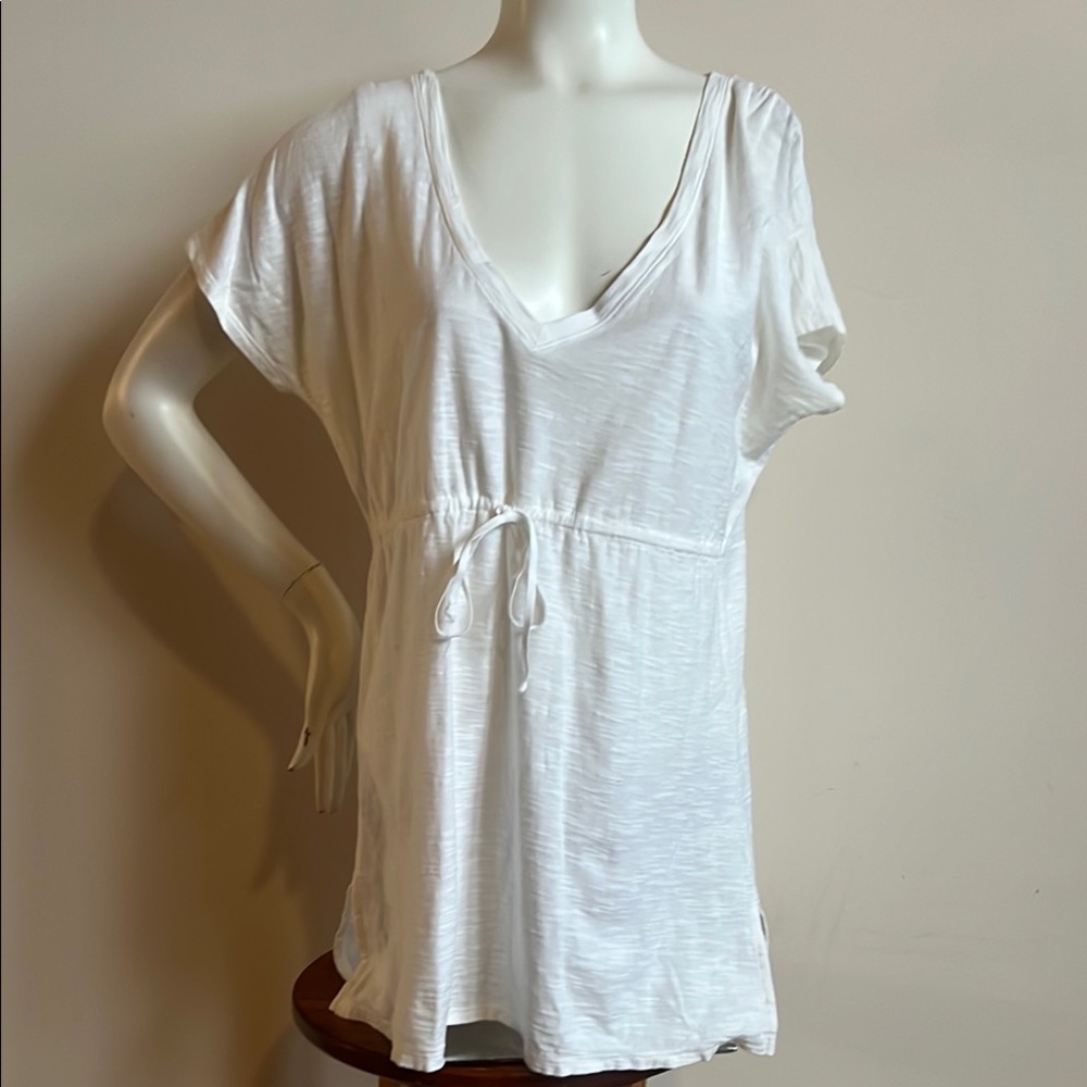 J. Jill Cream Flutter Sleeve Tie Front Tunic